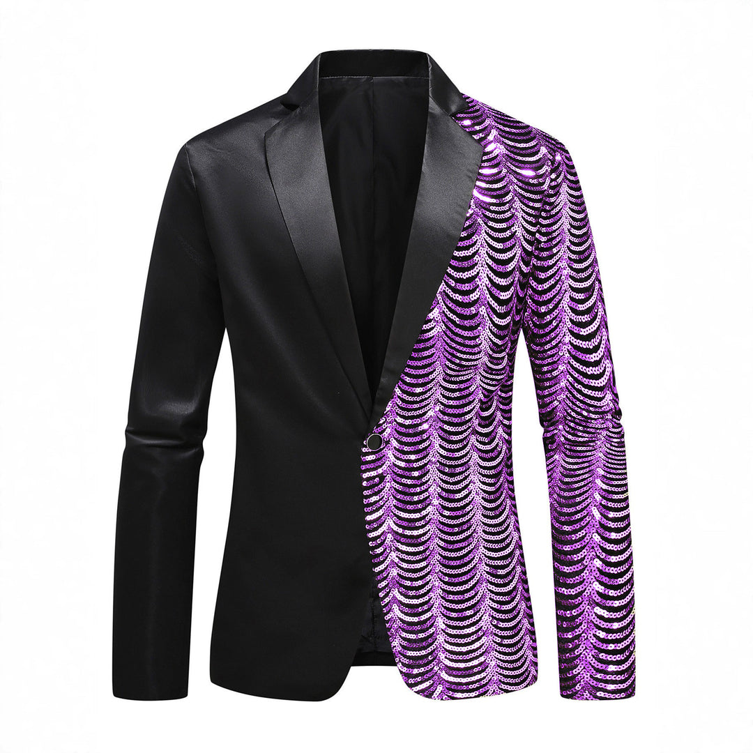 Herren Glamour-Smoking-Sakko mit halbseitigem Paillettenbesatz und Satinrevers Drune