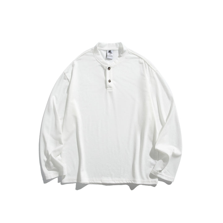 Unisex Langärmeliges Henleyshirt mit kurzer Knopfleiste und relaxed Fit Drune