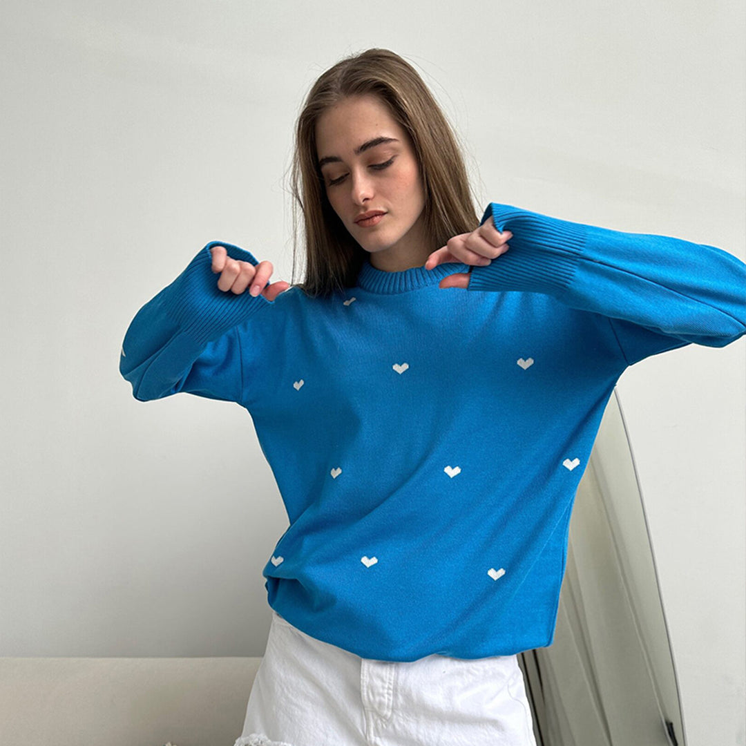 Damen Sweater mit Herzmotiv Drune