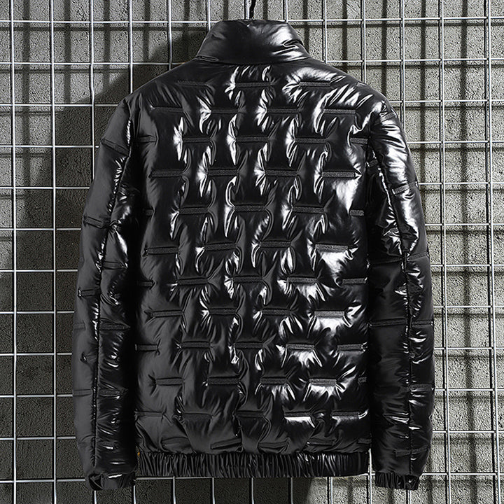 Herren Glänzende Steppjacke mit geometrischer Steppung und Stehkragen Drune
