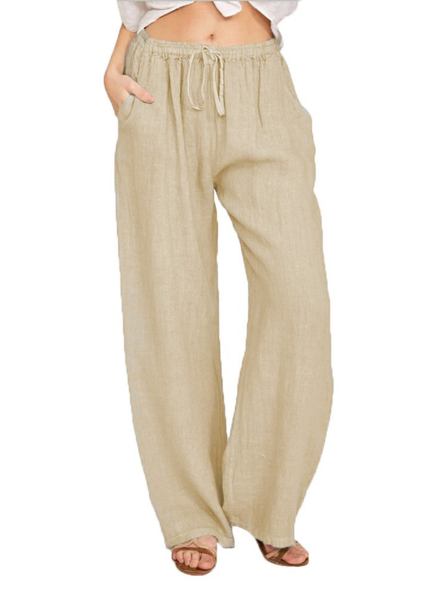 Damen Leinenhose mit weitem Bein und praktischen Seitentaschen Drune