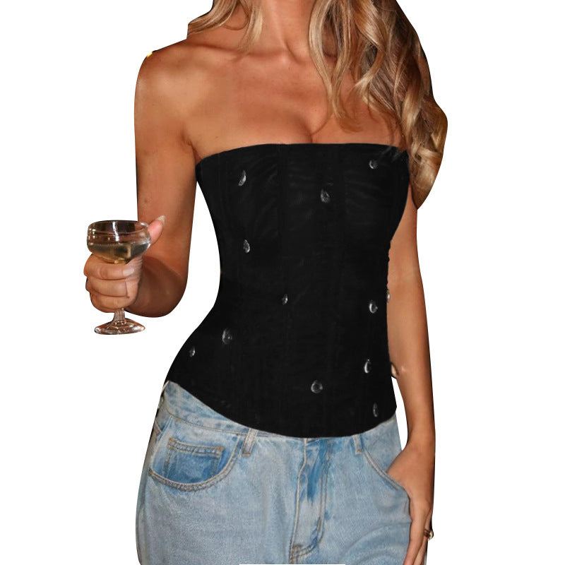 Damen Couture Korsage mit funkelnden Strassdetails Drune
