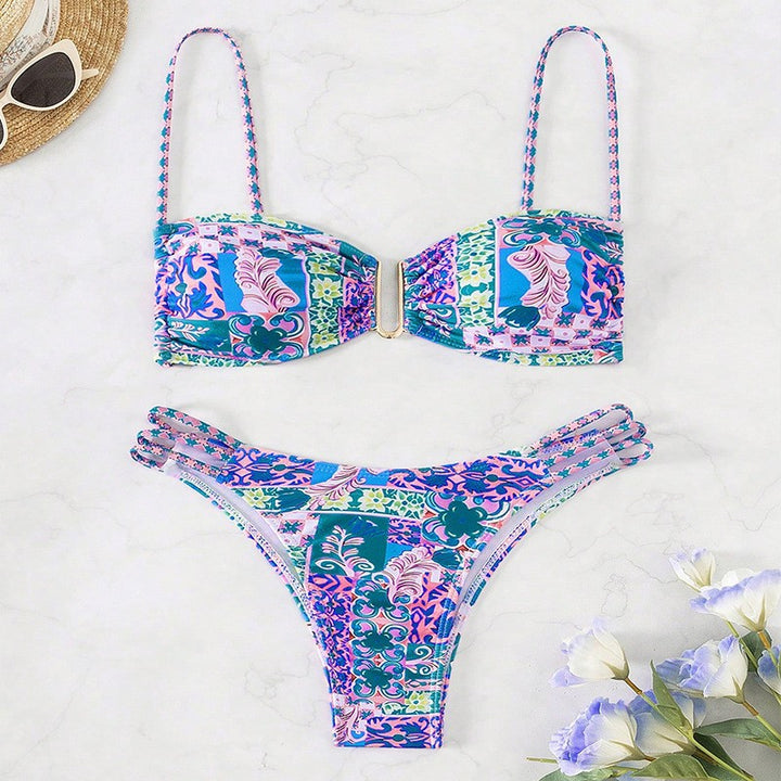 Damen Bandeau-Bikini mit verspieltem floralem Design Drune