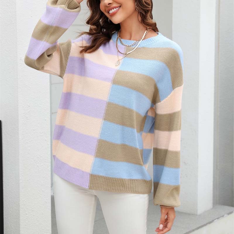 Drune | Farbiger Gestreifter Strickpullover Mit Stil