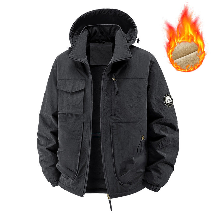 Herren Gefütterte Outdoorjacke mit Fleece-Innenfutter und multifunktionalen Utility-Taschen Drune