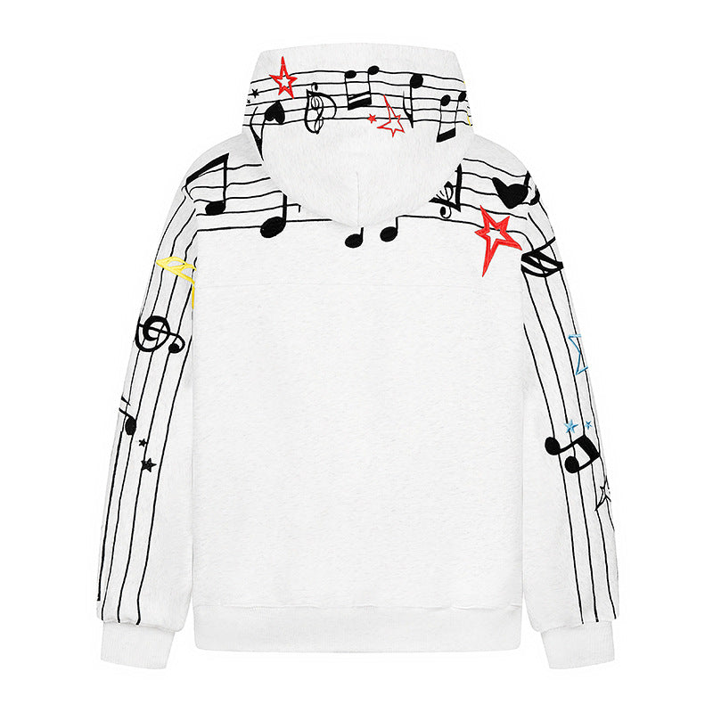 Damen Kapuzen-Sweatshirt mit musikalischem Noten- und Sternprint, relaxed Fit Drune