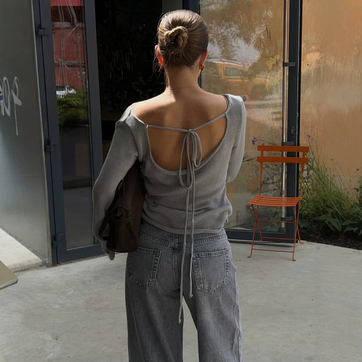 Damen Grobstrick-Pullover mit weitem U-Boot-Ausschnitt & extraweiten Trompetenärmeln Drune