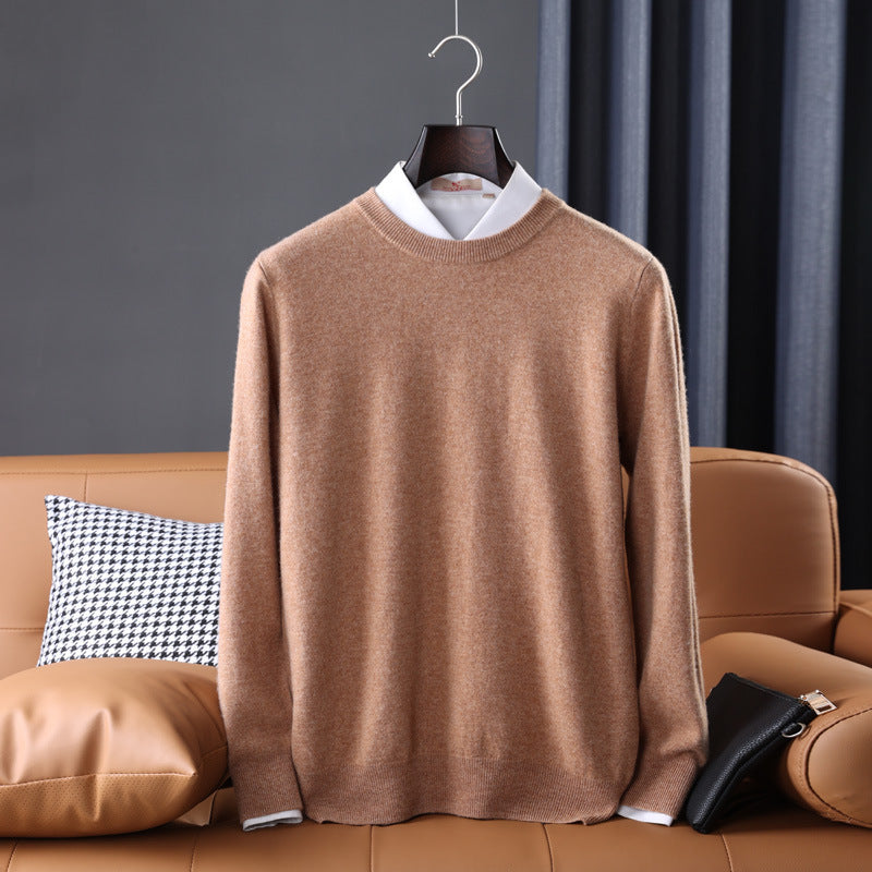 Herren Slim-Fit Rundhalspullover aus feinem Kaschmir-Mix mit dezenter Rippenkante Drune