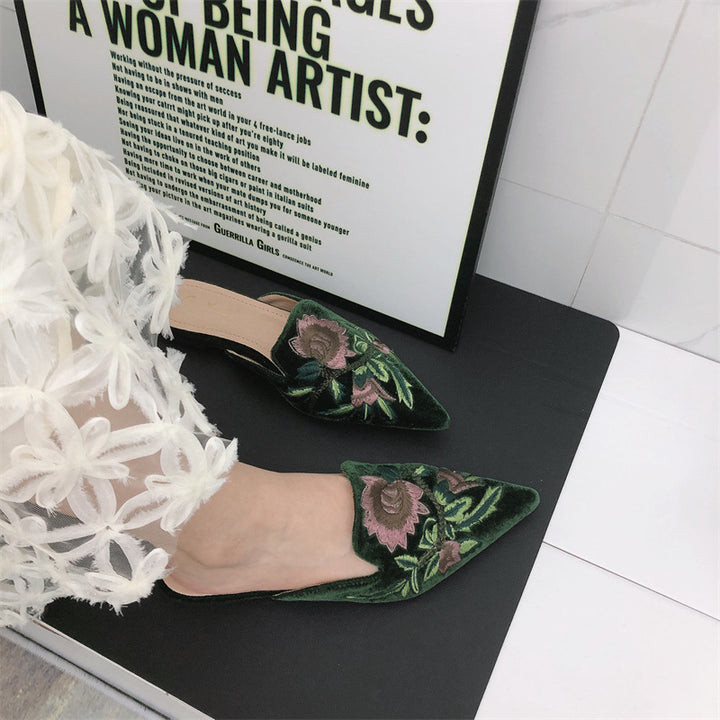 Damen Mules mit luxuriösen Stickereien und elegantem Spitzendesign Drune