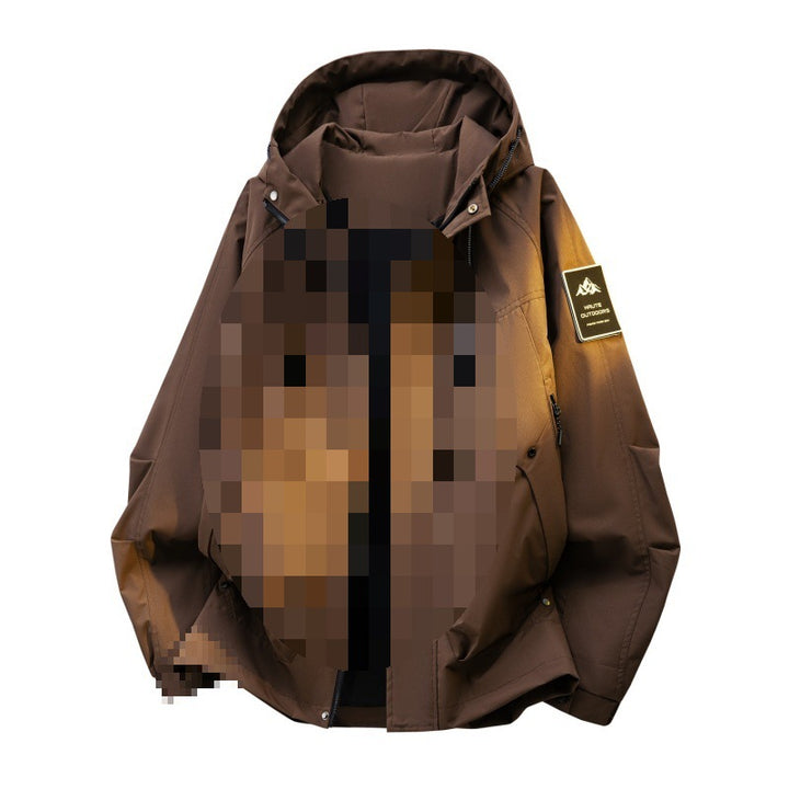 Herren Wattierte Kapuzen-Utility-Jacke mit abnehmbarem Innenfutter & hohem Stehkragen Drune