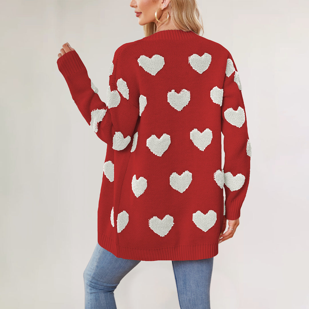 Damen Strickjacke mit Herzen Drune
