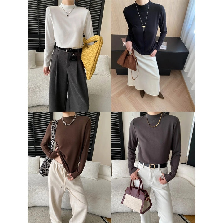 Damen Langarmshirt mit hohem Kragen aus hochwertigem Material Drune