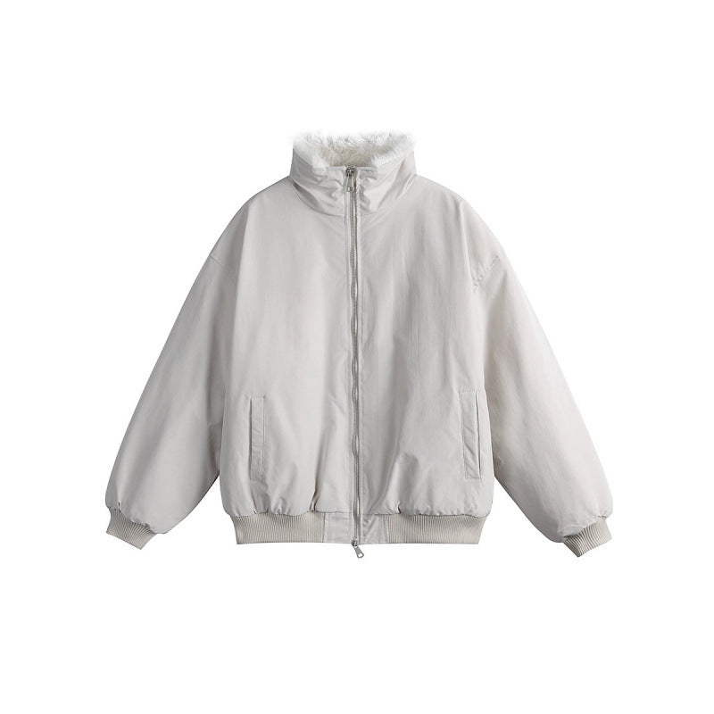 Damen Kurze Boxy-Steppjacke mit hohem Schalkragen, Teddykragen und elastischen Rippbündchen Drune