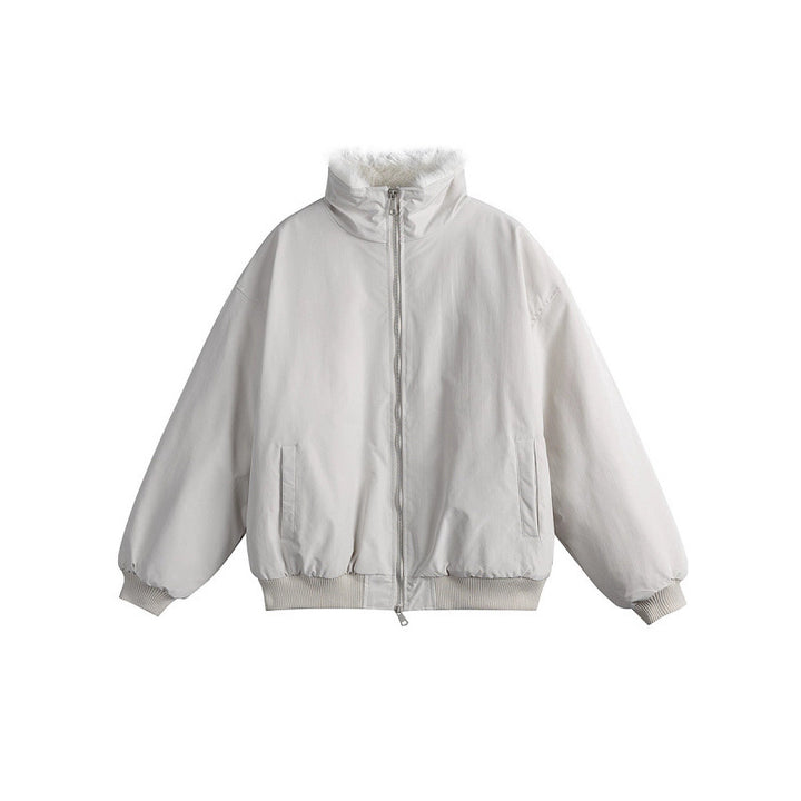 Damen Kurze Boxy-Steppjacke mit hohem Schalkragen, Teddykragen und elastischen Rippbündchen Drune