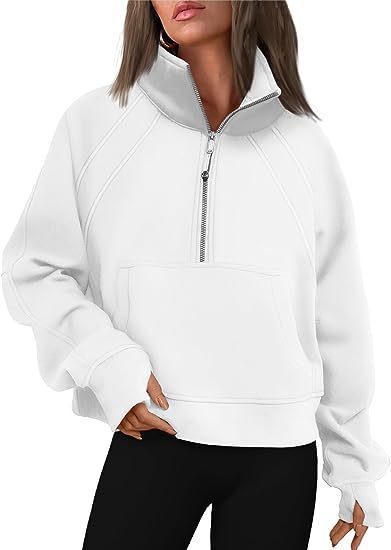 Damen sportlicher Hoodie mit kurzem Reißverschluss und praktischer Kängurutasche Drune