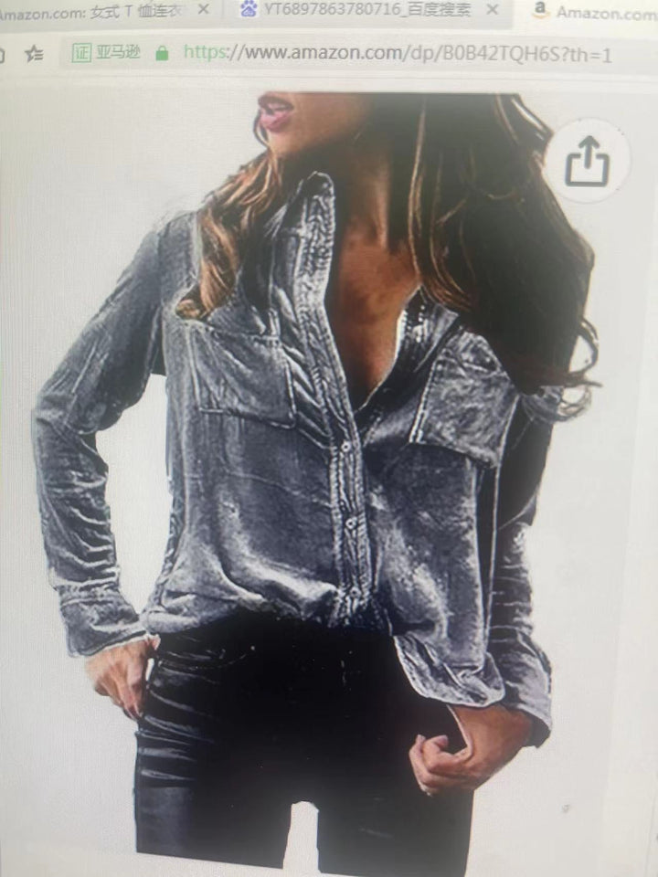 Damen Satin Bluse mit dekorativen Brusttaschen Drune