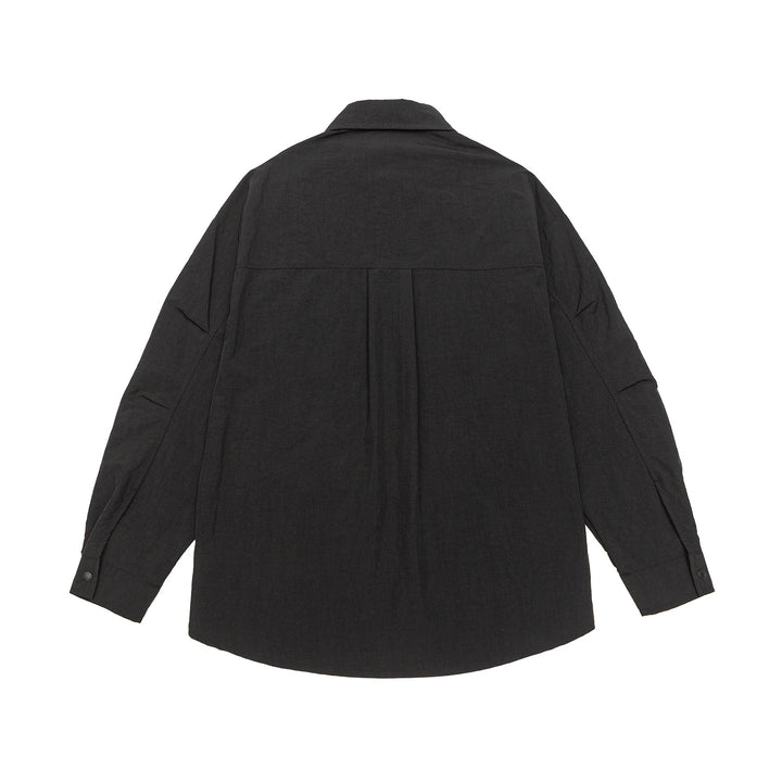 Unisex Leichtes Overshirt im Coach-Stil mit Hemdkragen und Brustprint Drune