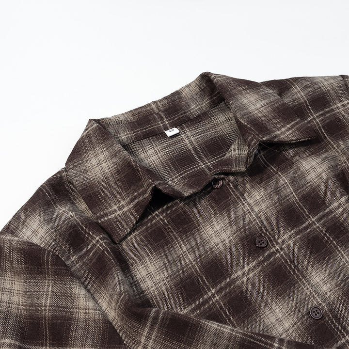Damen Kariertes Baumwollhemd mit Wickel‑Drapierung und Oversize‑Silhouette Drune