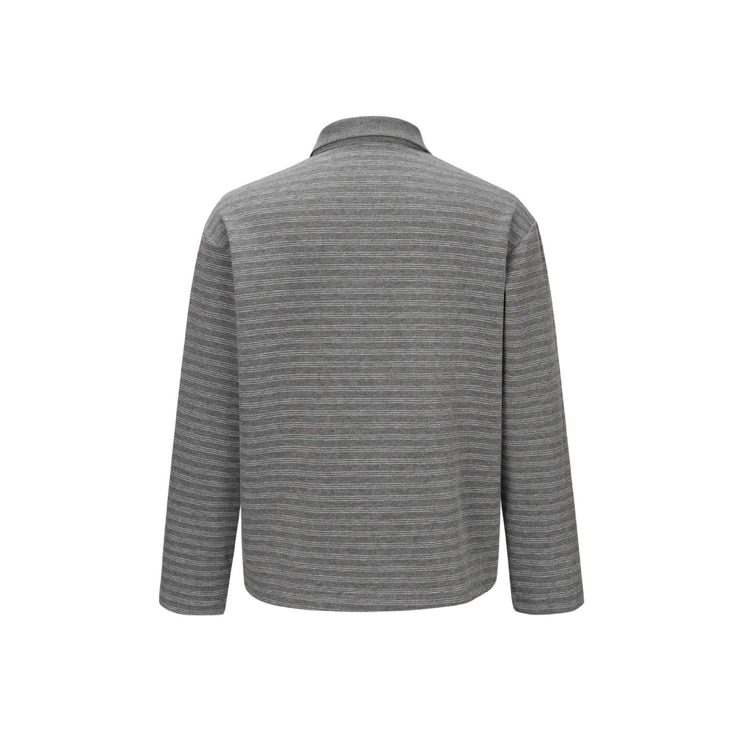 Herren Langarm-Polohemd im Relaxed‑Fit mit feinem Streifenstrick Drune