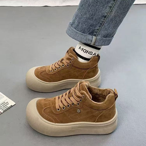Damen Chunky Sneakers mit weichem Veloursleder und dämpfender Sohle Drune