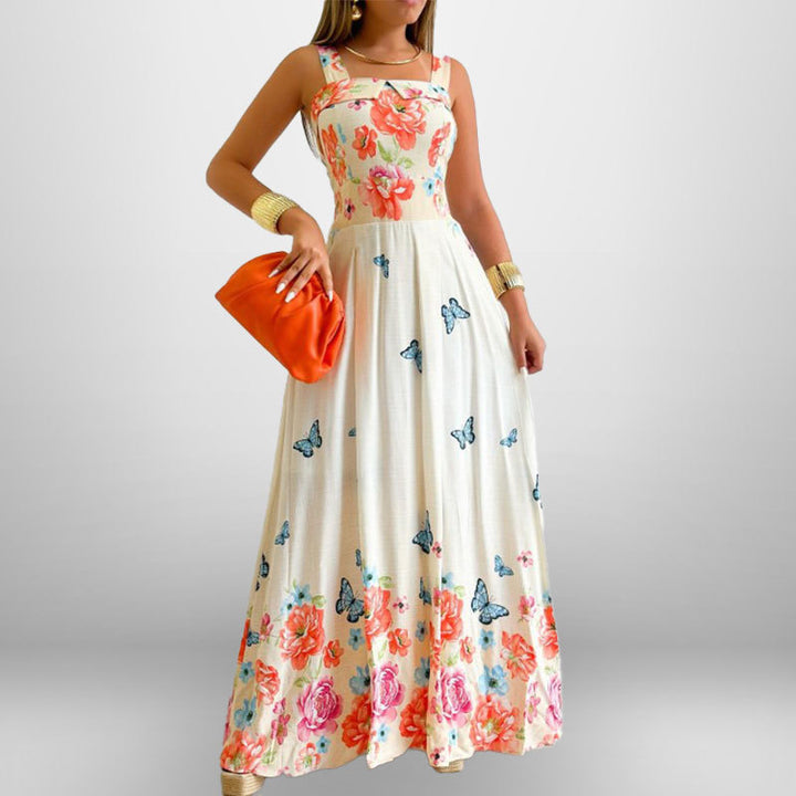 Damen Maxikleid mit floralem Design und verstellbaren Trägern Drune