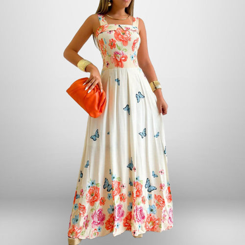 Damen Maxikleid mit floralem Design und verstellbaren Trägern Drune