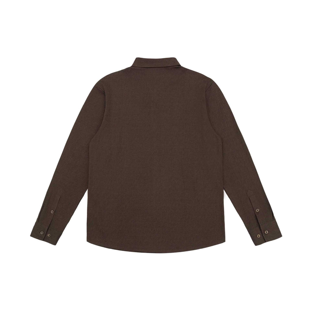 Herren Feines Baumwoll-Twill Hemdjacken‑Style mit Kentkragen und abgerundetem Saum Drune