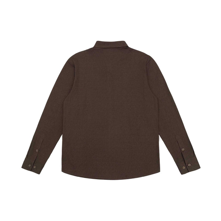 Herren Feines Baumwoll-Twill Hemdjacken‑Style mit Kentkragen und abgerundetem Saum Drune