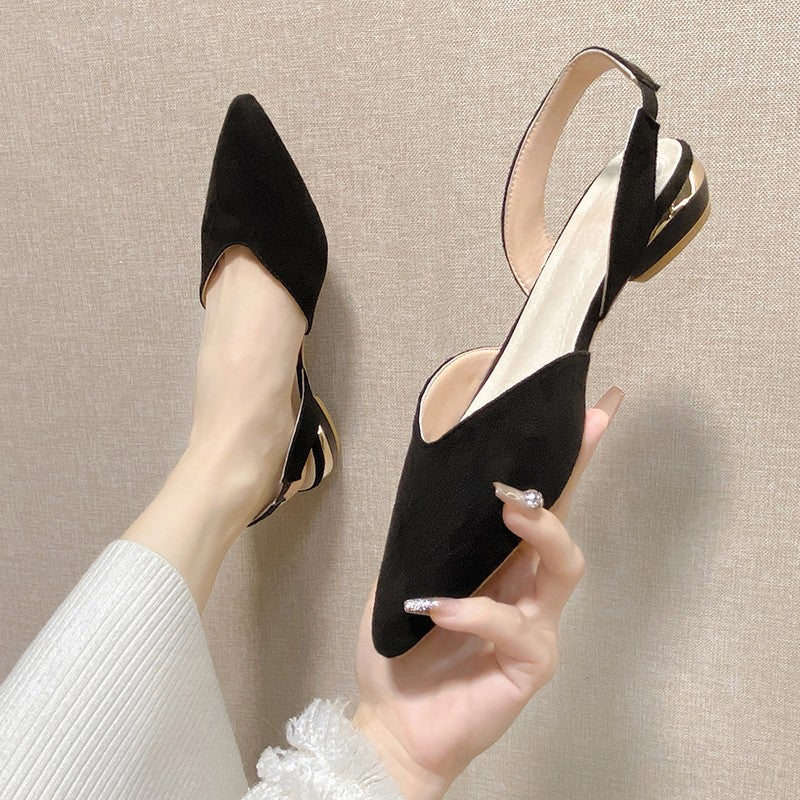 Damen Slingback-Pantoletten aus hochwertigem Wildleder mit feinem Absatz Drune