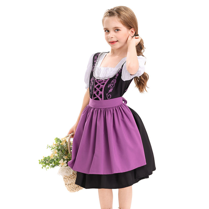 Damen nan traditionelles Kinderdirndl mit geschnürtem Mieder und zweilagiger Schürze Drune