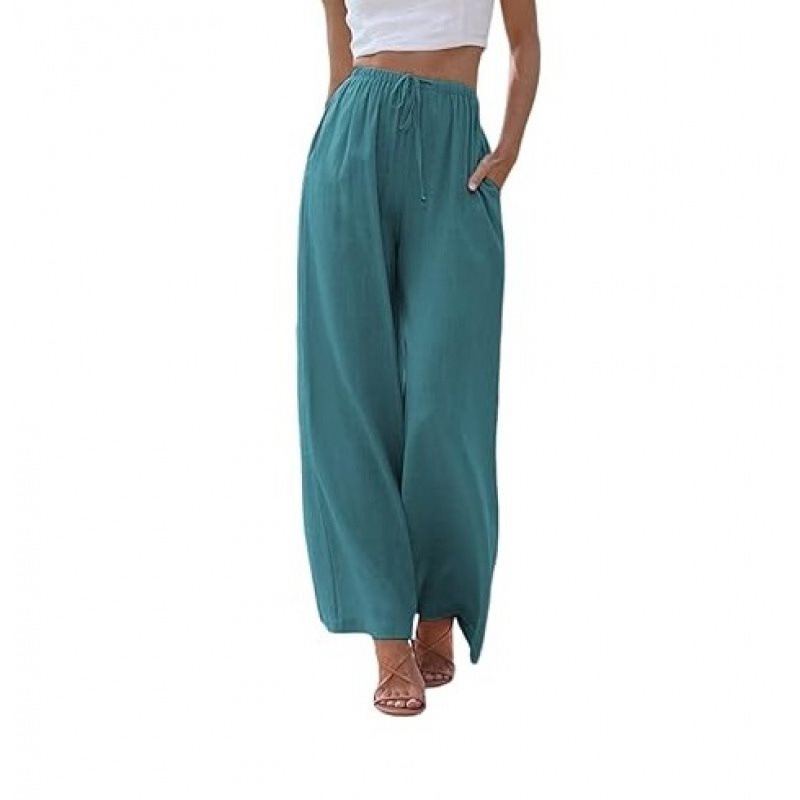 Damen Weite Palazzo-Hose mit elastischem Bund und seitlichen Taschen Drune