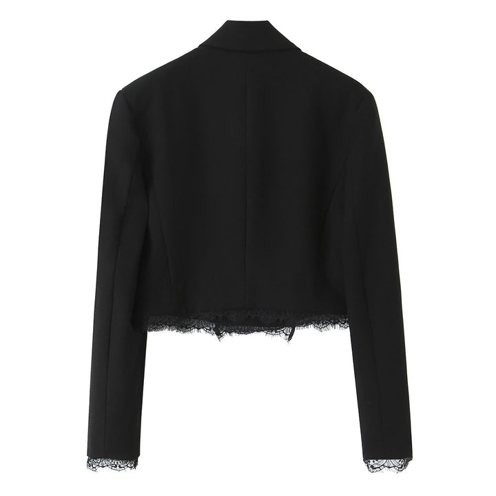 Damen Kurzblazer mit Spitzenbesatz und taillierter Cropped-Silhouette Drune