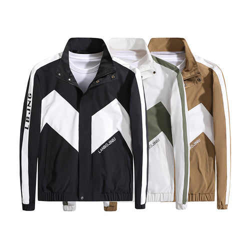 Herren Sportliche Übergangsjacke mit hohem Kragen und modernen geometrischen Akzenten Drune