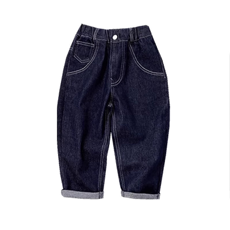Unisex Bequeme Denim-Hose mit elastischem Bund Drune