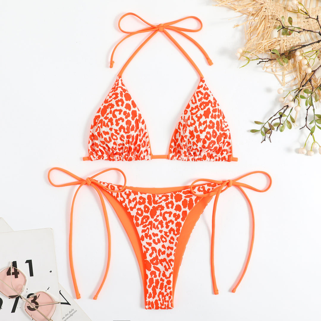 Damen Triangel-Bikini-Set mit aufregendem Leo-Muster Drune