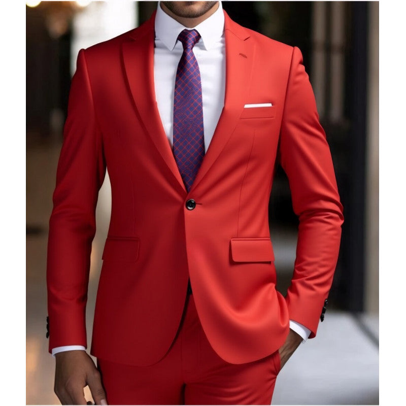 Herren Zweiteiliger Slim-Fit Anzug mit Ein-Knopf-Sakko und schmaler Anzughose Drune