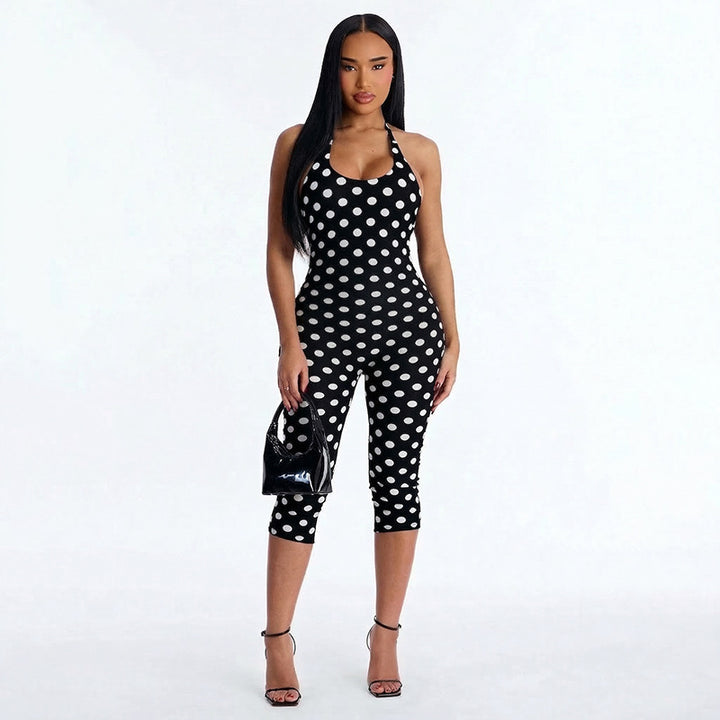 Damen Figurformender Jumpsuit mit Polka-Dots und schmalem Schnitt Drune