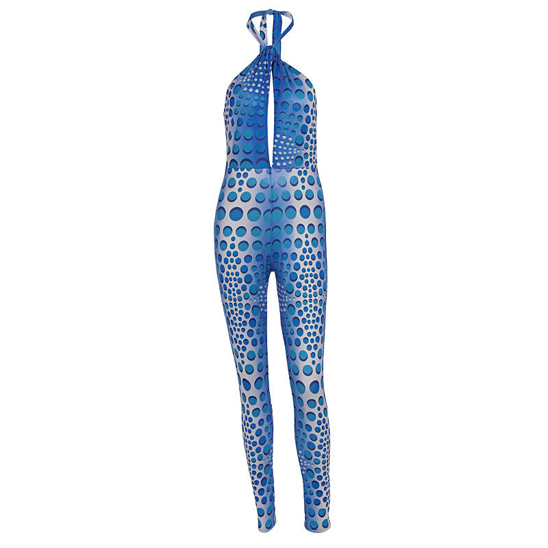 Damen Bodycon Jumpsuit mit tiefem V-Ausschnitt und exklusivem Muster Drune