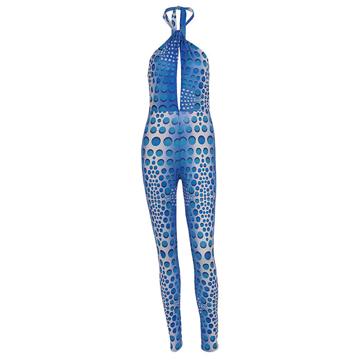 Damen Bodycon Jumpsuit mit tiefem V-Ausschnitt und exklusivem Muster Drune