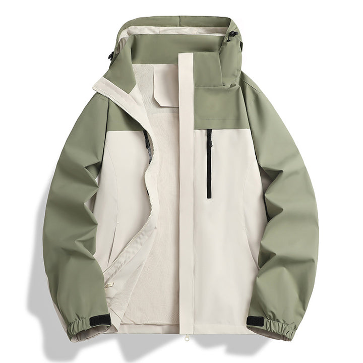 Herren Wasser- und winddichte Softshell-Outdoorjacke mit Kapuze, atmungsaktivem Meshfutter und Brustreißverschluss Drune
