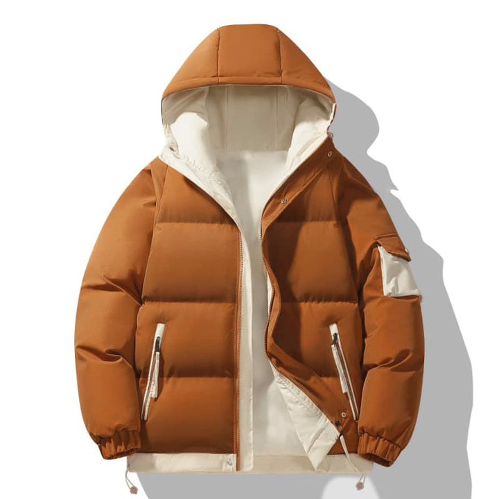 Herren urbaner Steppanorak mit Kapuze, kontrastiertem Futter und Multitaschen Drune