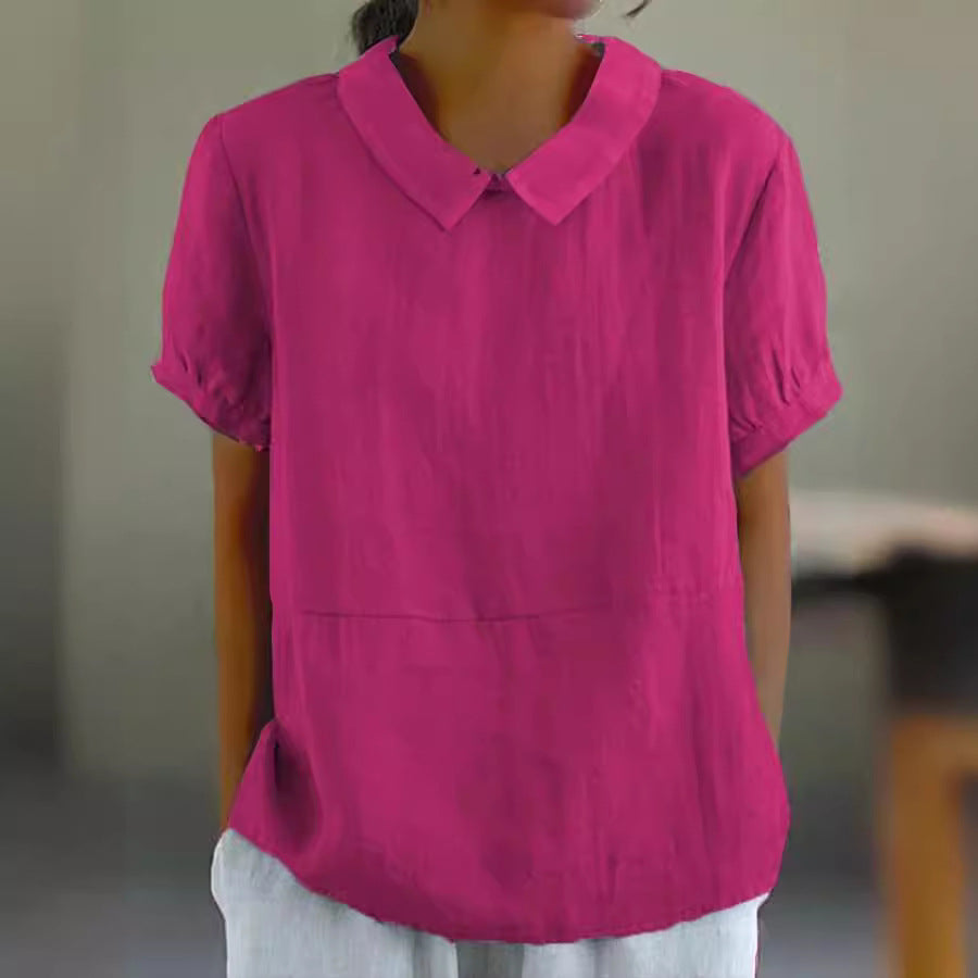 Damen Bio-Leinen Bluse mit Kragen Drune