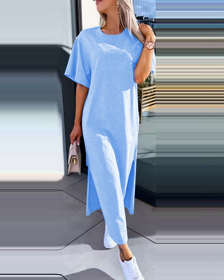Damen Oversized Midi T-Shirt Kleid Drune
