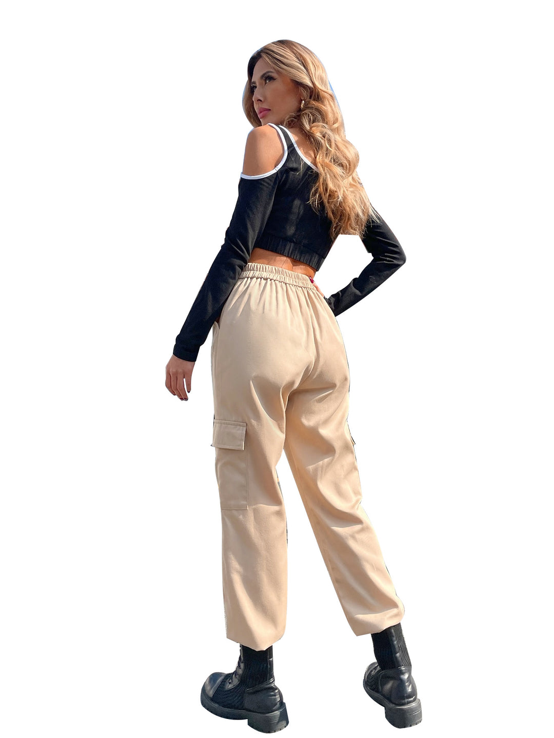 Damen lässige Cargo-Hose mit elastischen Bündchen und praktischen Seitentaschen Drune