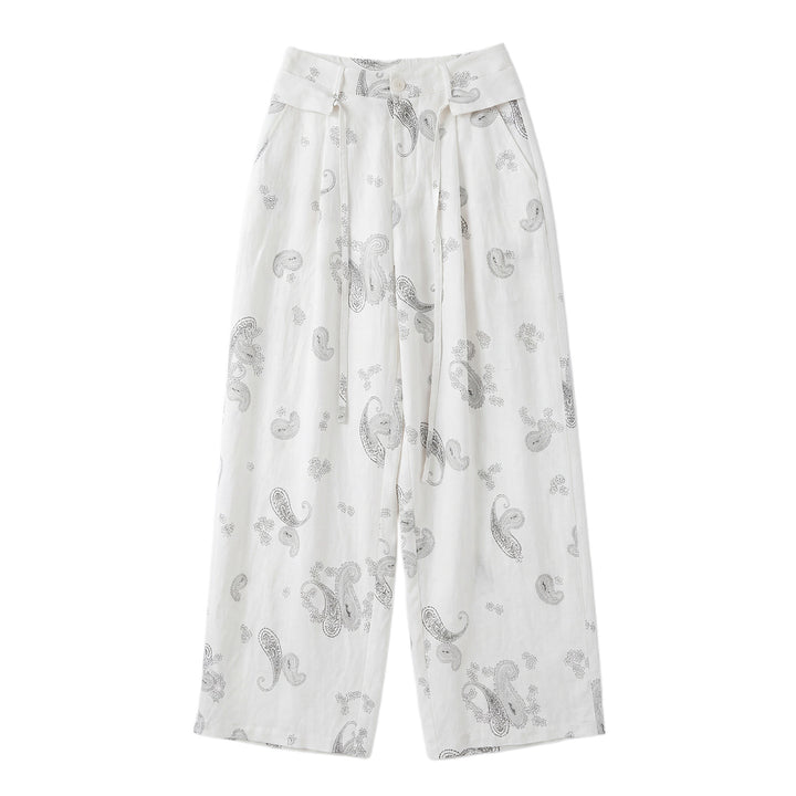 Damen Weite Leinenhose mit Paisleymuster Drune
