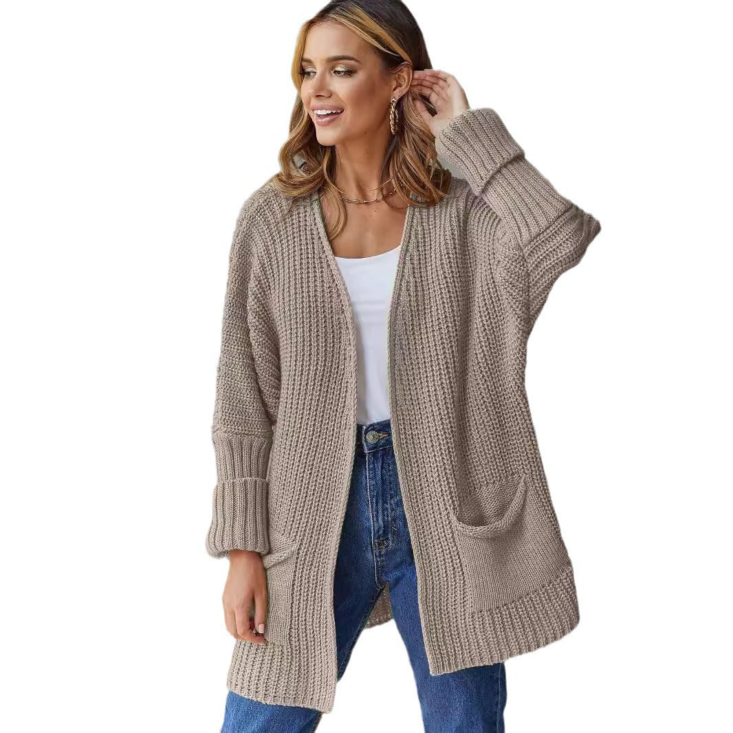 Damen Grobstrick Cardigan mit praktischen Taschen und oversized Passform Drune