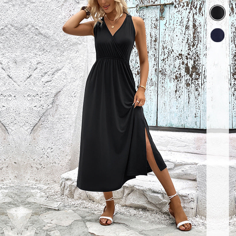 Damen Maxikleid mit Wickeloptik und seitlichem Schlitz Drune