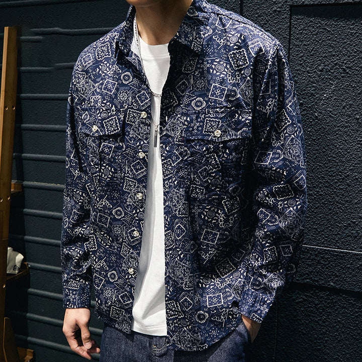 Herren Karierte Hemdjacke mit zwei Brusttaschen Drune
