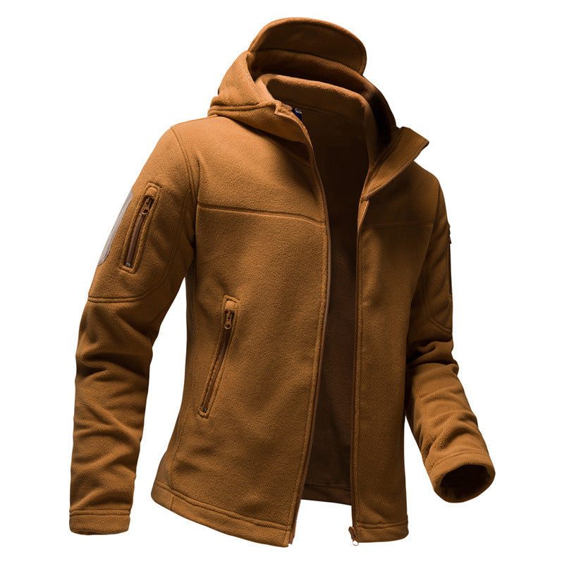 Herren Fleecejacke mit Kapuze und funktionalen Taschen Drune