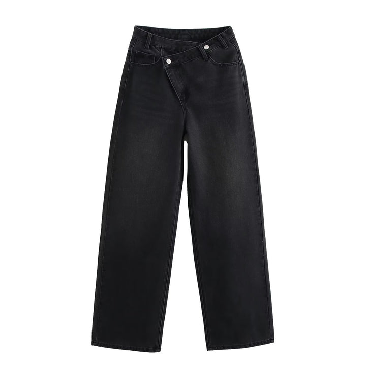 Damen weit geschnittene Jeans im modernen Design mit asymmetrischem Schnitt Drune